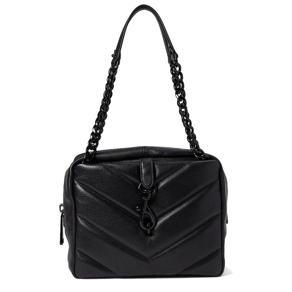 NWT Rebecca Minkoff Edie MAXI Zip Top Shoulder Bag BLACK Black AUTHENTIC